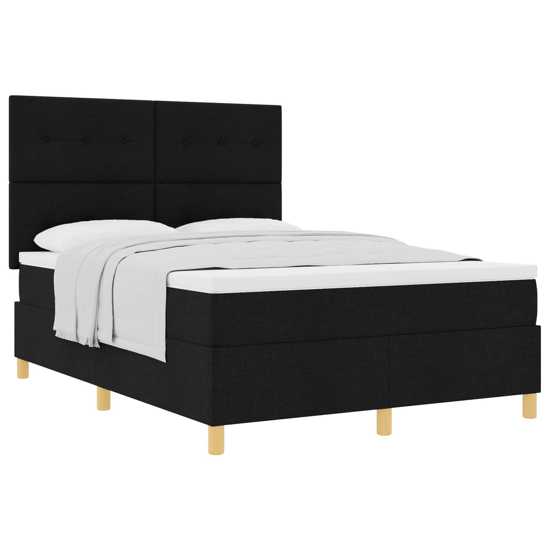 Box spring seng med madras Sort 160 x 200 cm Stof
