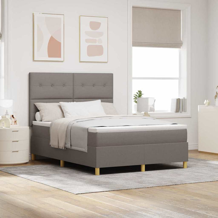 Box spring seng med hovedgærde Gråbrun 160 x 200 cm Stof