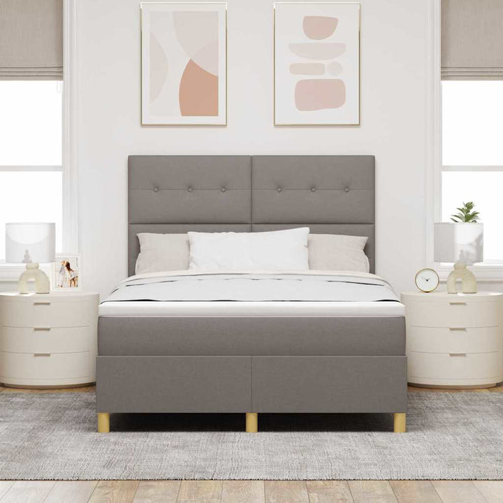 Box spring seng med hovedgærde Gråbrun 160 x 200 cm Stof