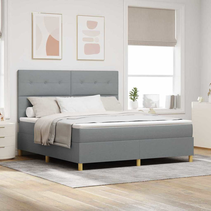 Box spring seng med madras Lysegrå 180 x 200 cm Stof