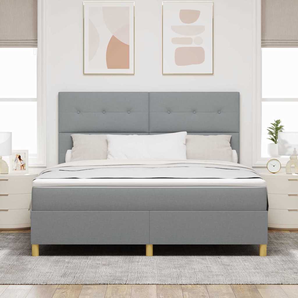 Box spring seng med madras Lysegrå 180 x 200 cm Stof