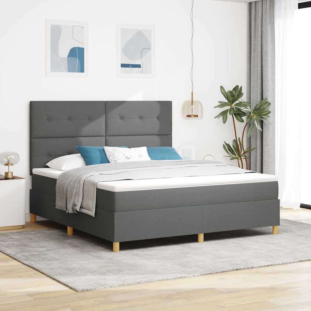 Box spring seng med hovedgærde Mørkegrå 180 x 200 cm Stof