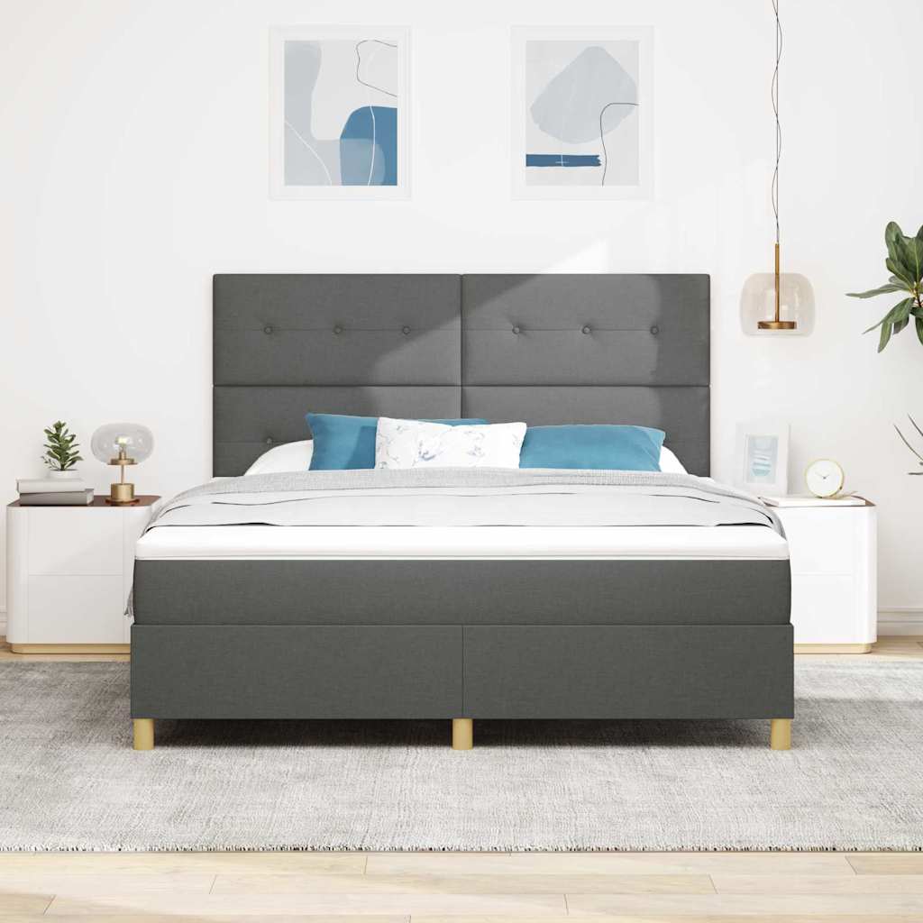 Box spring seng med hovedgærde Mørkegrå 180 x 200 cm Stof