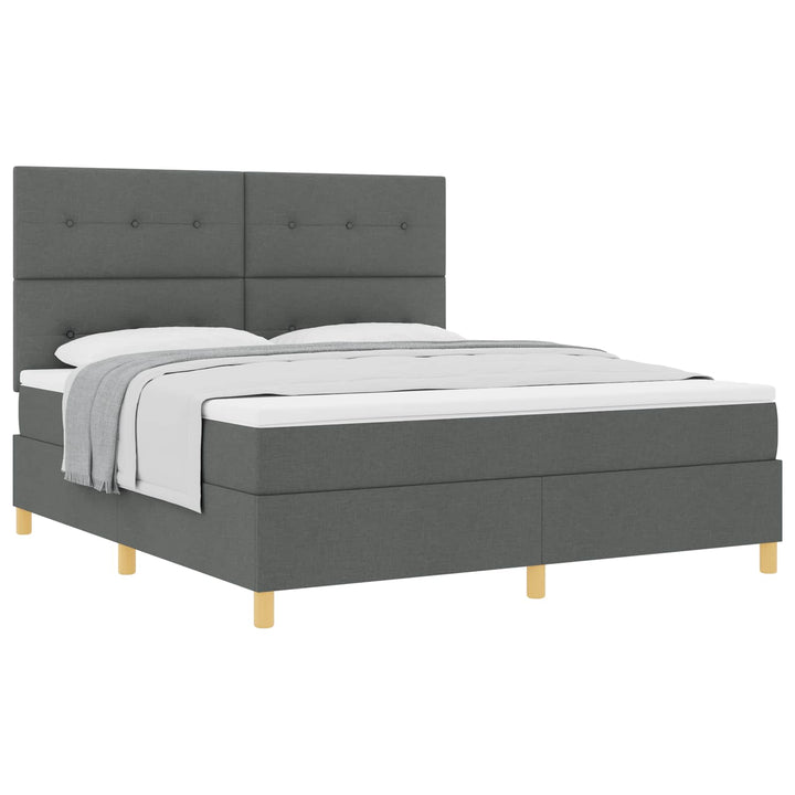 Box spring seng med hovedgærde Mørkegrå 180 x 200 cm Stof