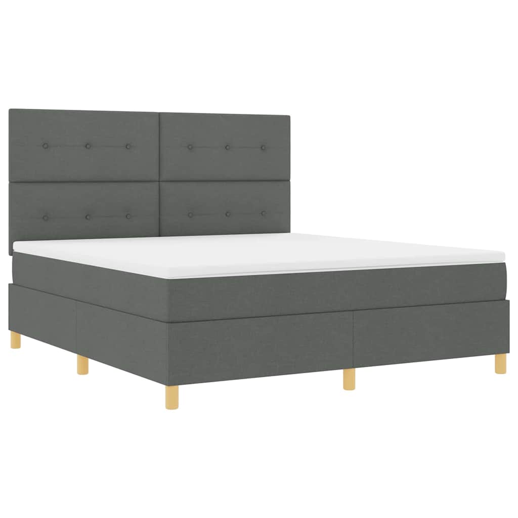 Box spring seng med hovedgærde Mørkegrå 180 x 200 cm Stof