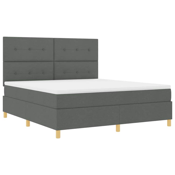 Box spring seng med hovedgærde Mørkegrå 180 x 200 cm Stof