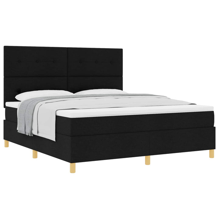 Box spring seng med madras Sort 180 x 200 cm Stof