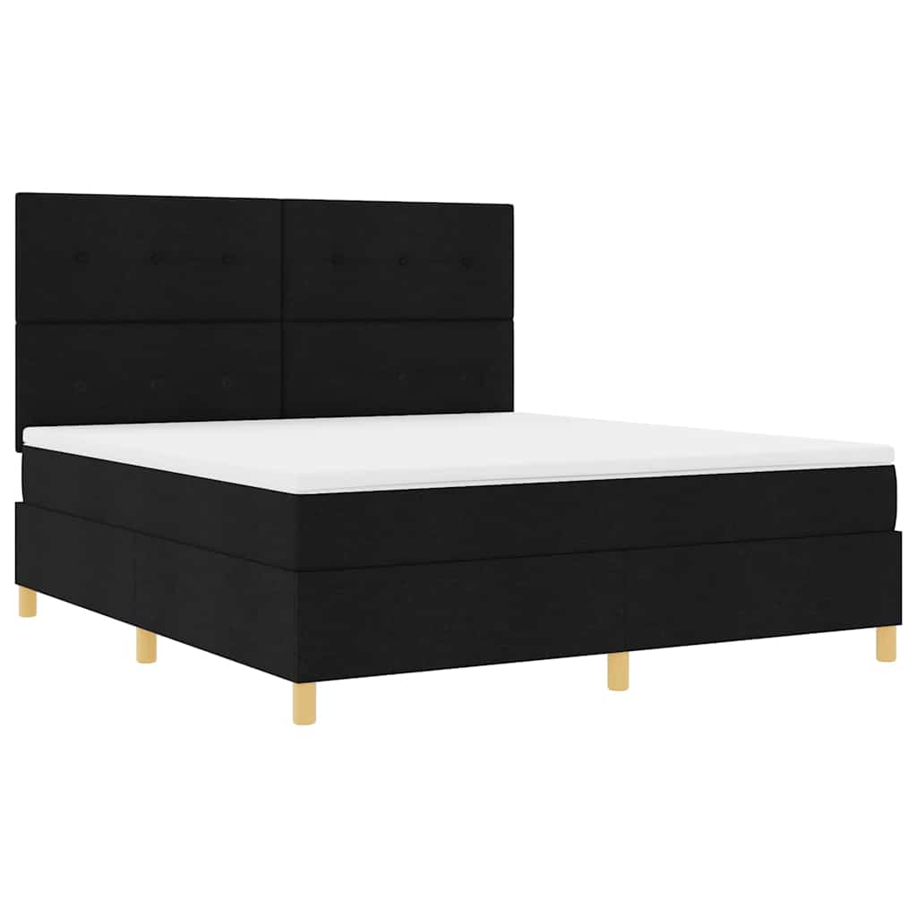 Box spring seng med madras Sort 180 x 200 cm Stof