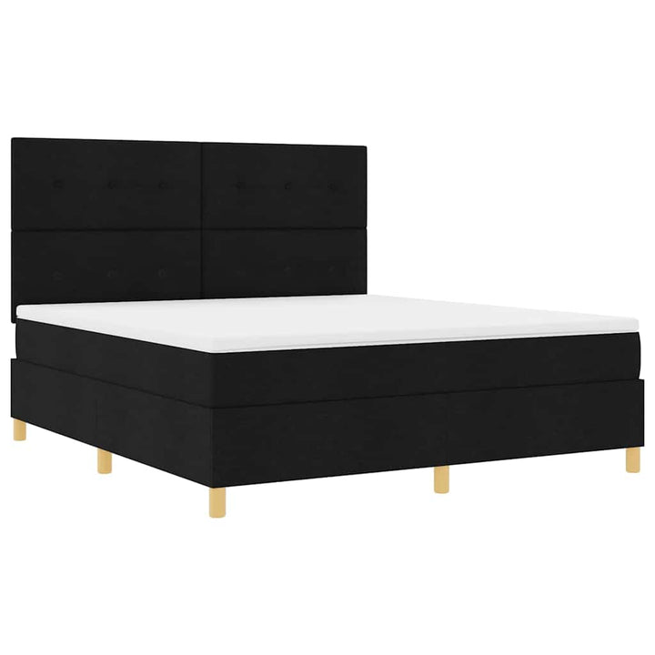 Box spring seng med madras Sort 180 x 200 cm Stof