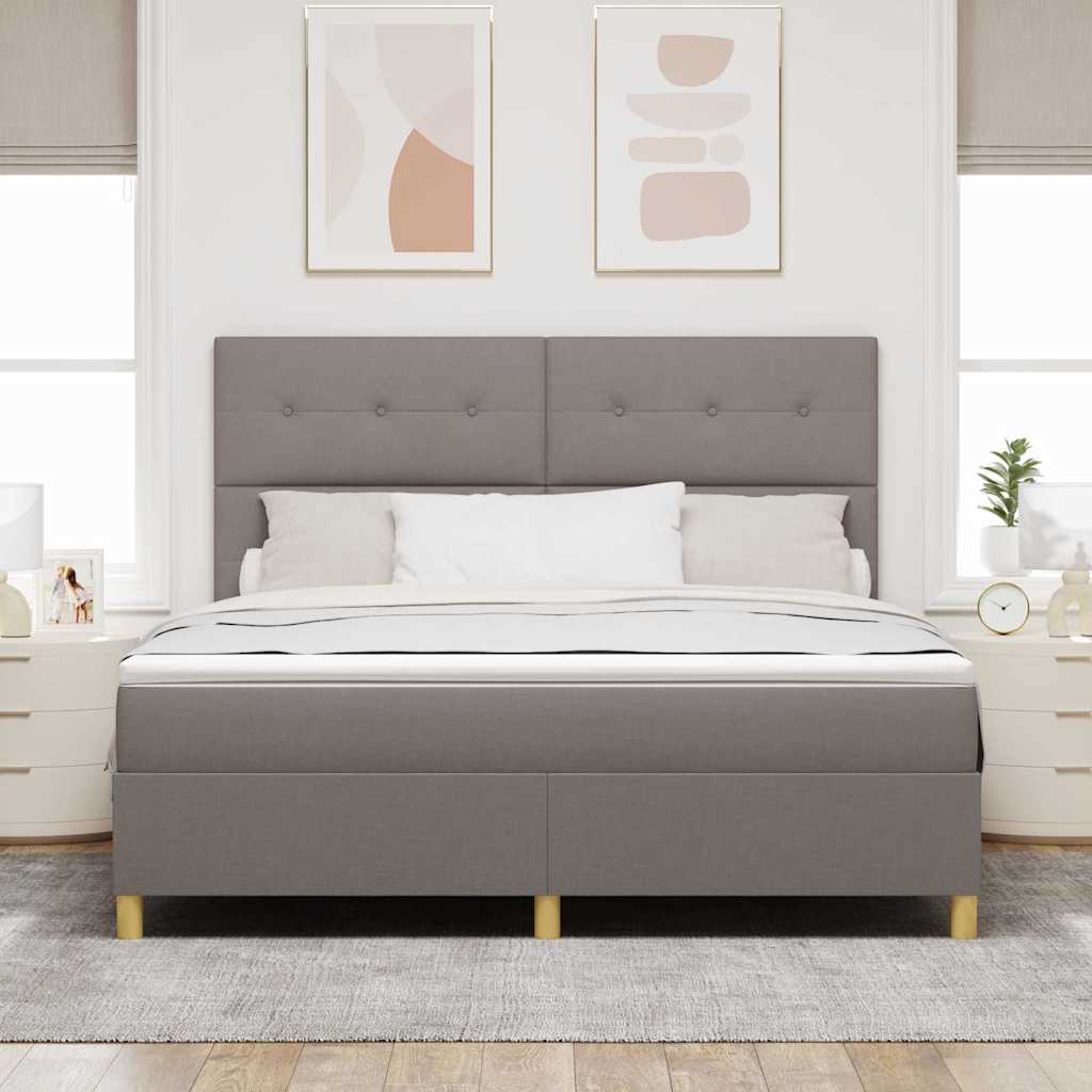 Box spring seng med madras Gråbrun 180 x 200 cm Stof