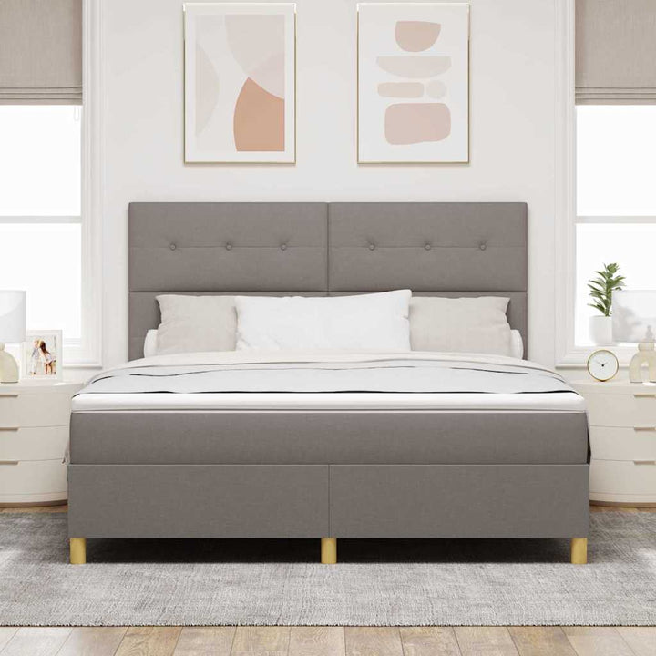 Box spring seng med madras Gråbrun 180 x 200 cm Stof