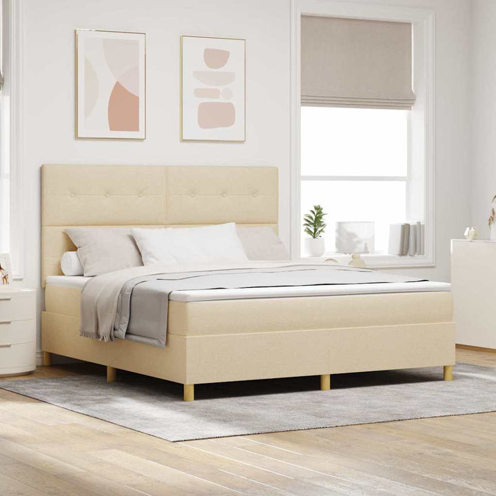 Box spring seng med madras Creme 180 x 200 cm Stof