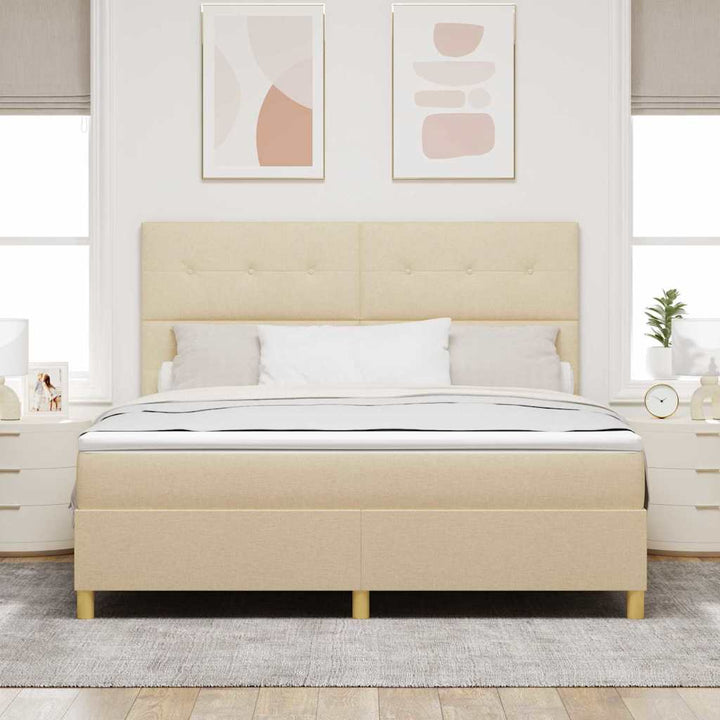 Box spring seng med madras Creme 180 x 200 cm Stof