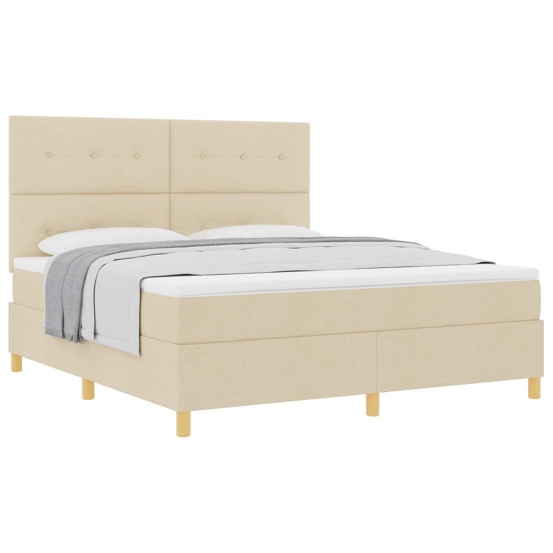Box spring seng med madras Creme 180 x 200 cm Stof