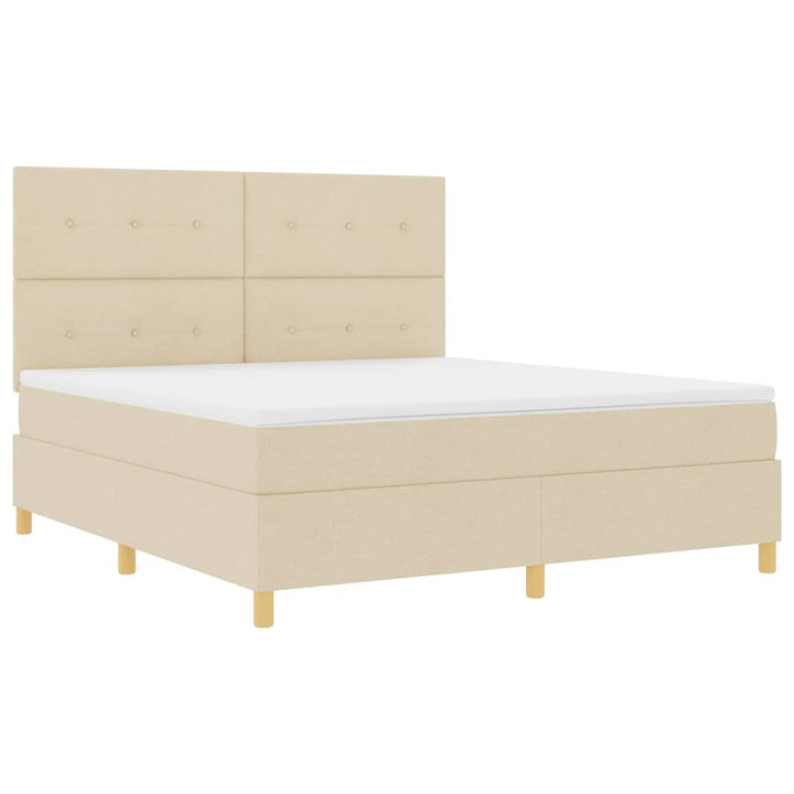 Box spring seng med madras Creme 180 x 200 cm Stof