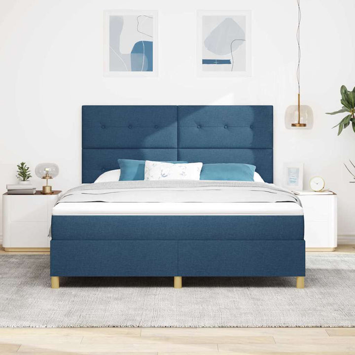 Box spring seng med hovedgærde Blå 180 x 200 cm Stof