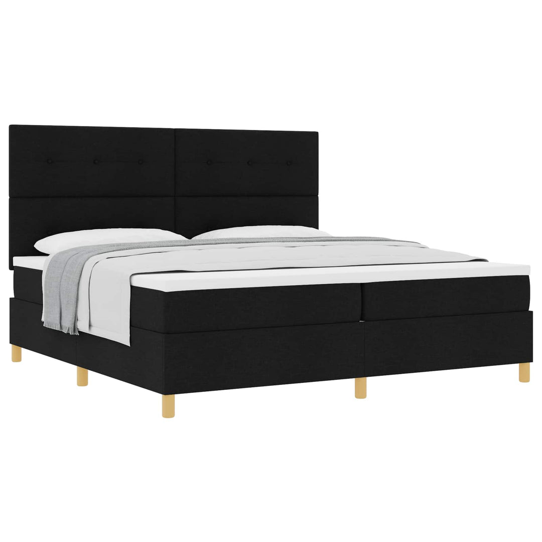 Box spring seng med madras Sort 200 x 200 cm Stof