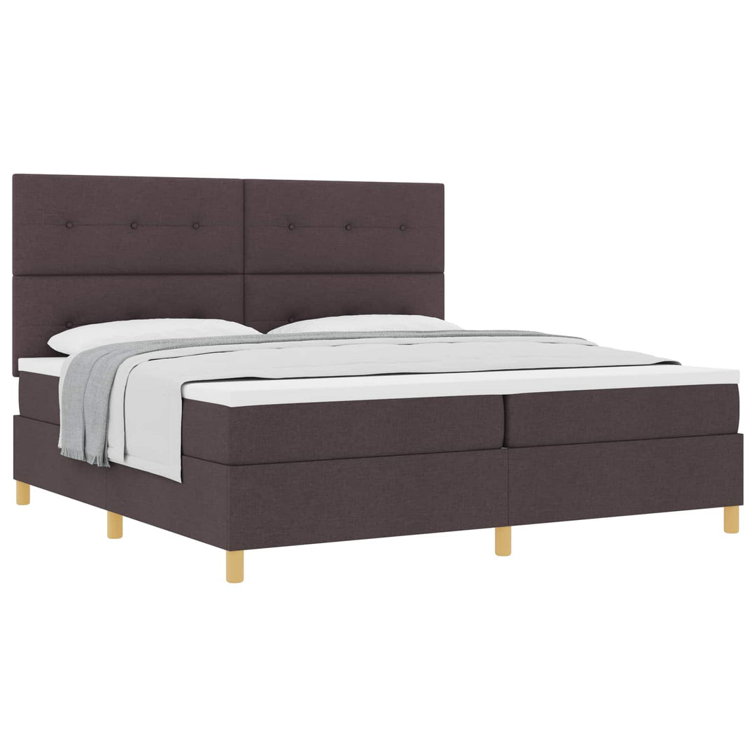 Box spring seng med hovedgærde Mørk Brun 200 x 200 cm Stof