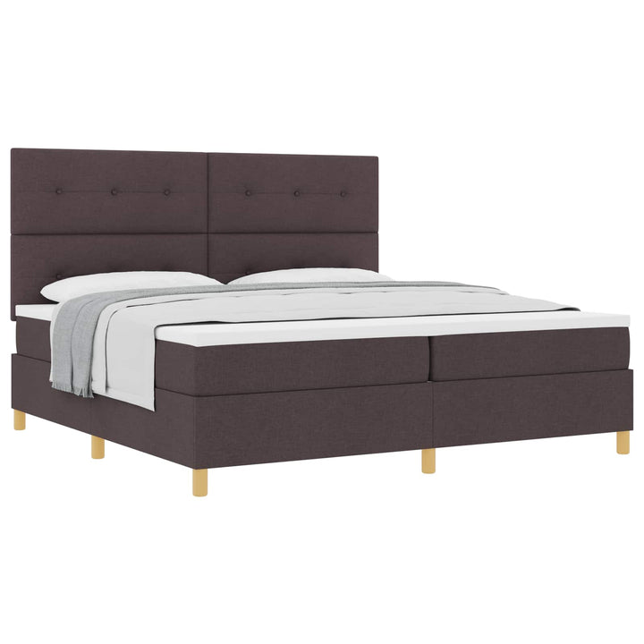 Box spring seng med hovedgærde Mørk Brun 200 x 200 cm Stof