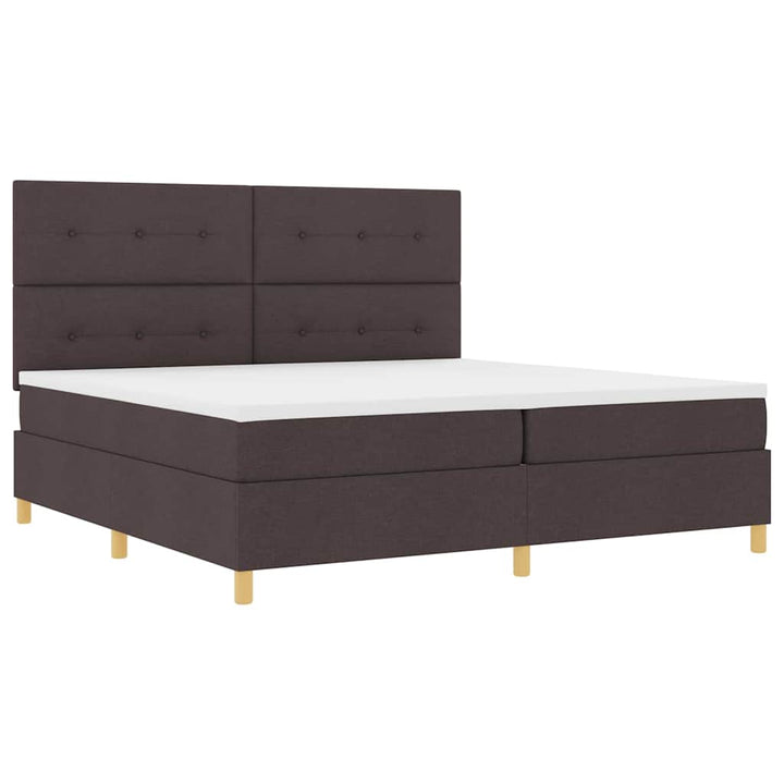 Box spring seng med hovedgærde Mørk Brun 200 x 200 cm Stof