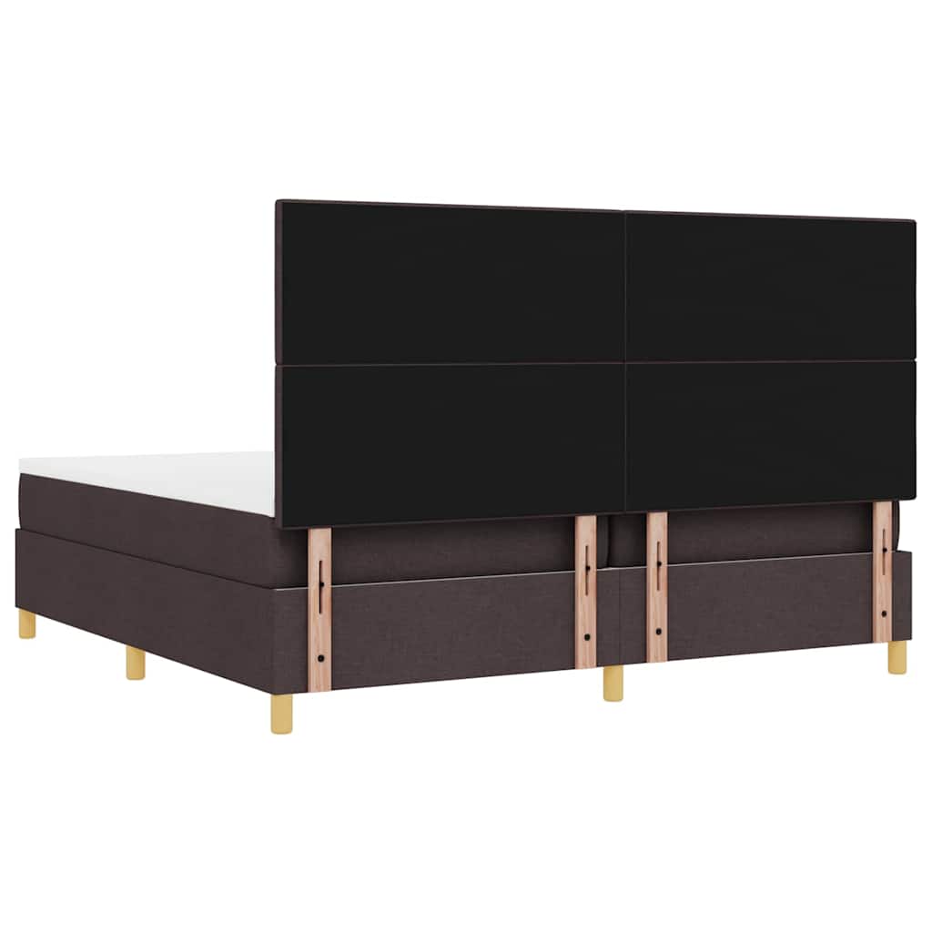 Box spring seng med hovedgærde Mørk Brun 200 x 200 cm Stof