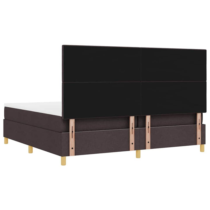 Box spring seng med hovedgærde Mørk Brun 200 x 200 cm Stof