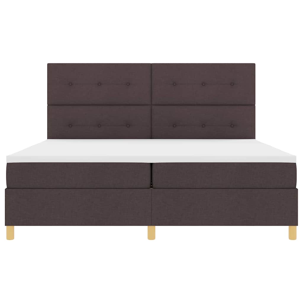 Box spring seng med hovedgærde Mørk Brun 200 x 200 cm Stof
