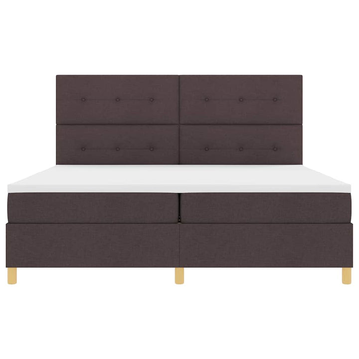 Box spring seng med hovedgærde Mørk Brun 200 x 200 cm Stof