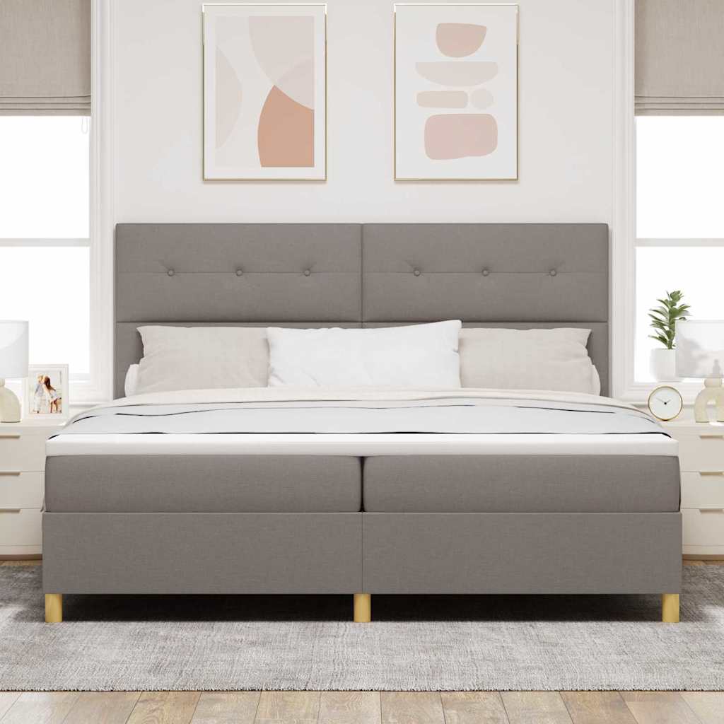 Box spring seng med hovedgærde Gråbrun 200 x 200 cm Stof