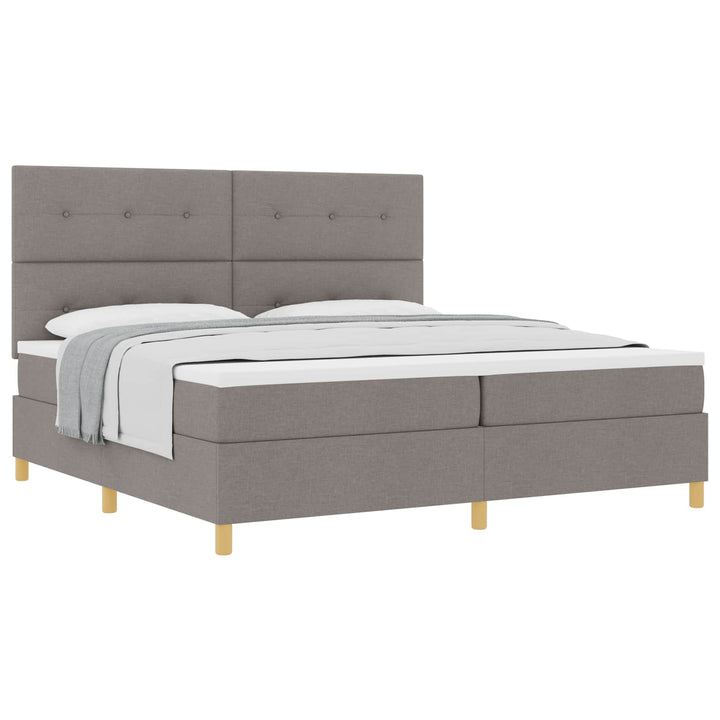 Box spring seng med hovedgærde Gråbrun 200 x 200 cm Stof