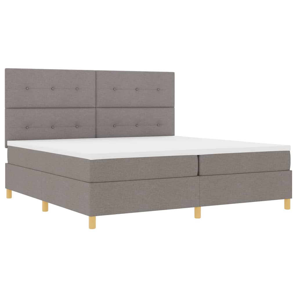 Box spring seng med hovedgærde Gråbrun 200 x 200 cm Stof