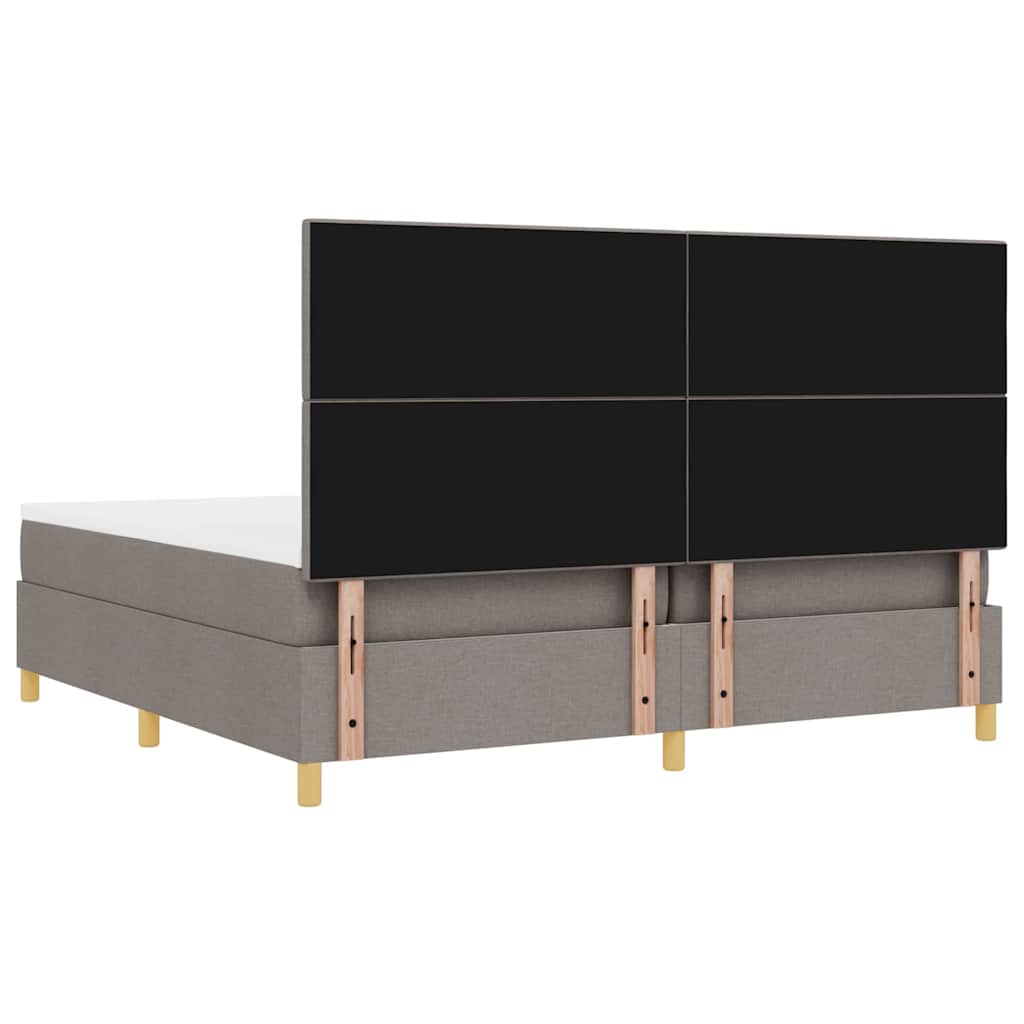 Box spring seng med hovedgærde Gråbrun 200 x 200 cm Stof