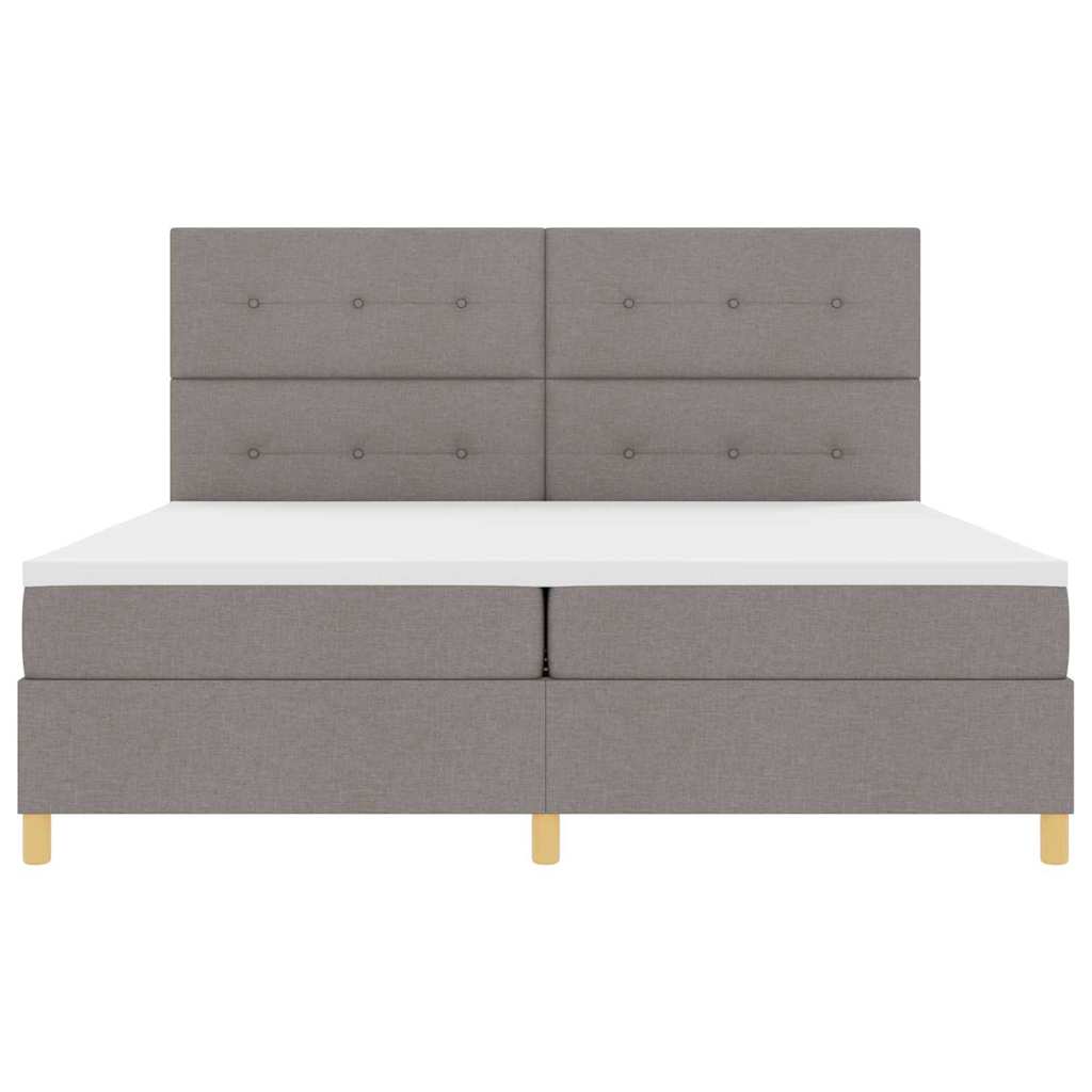 Box spring seng med hovedgærde Gråbrun 200 x 200 cm Stof