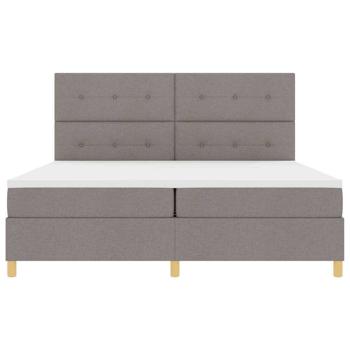 Box spring seng med hovedgærde Gråbrun 200 x 200 cm Stof