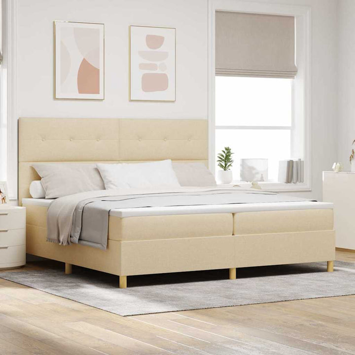 Box spring seng med madras Creme 200 x 200 cm Stof