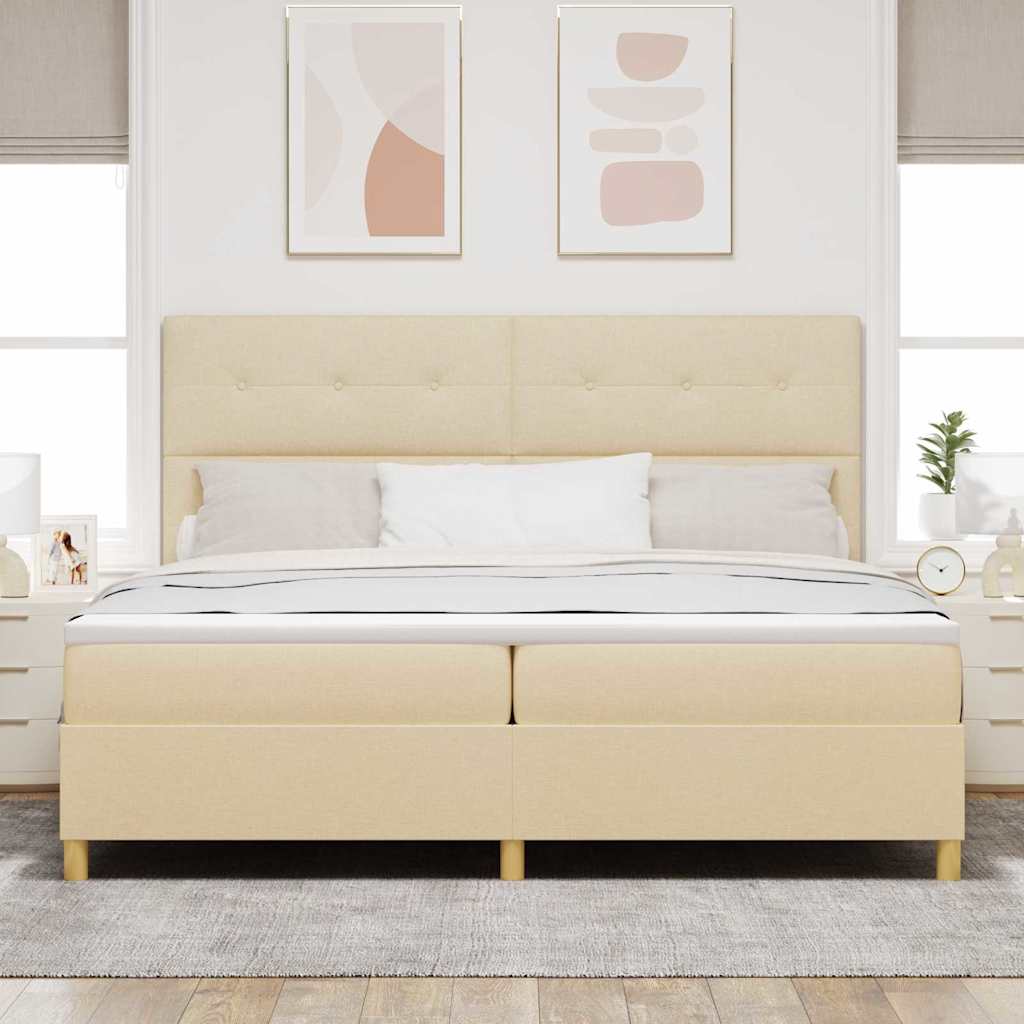 Box spring seng med madras Creme 200 x 200 cm Stof
