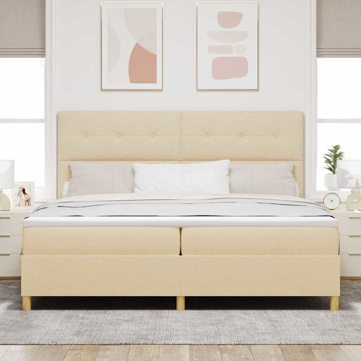 Box spring seng med madras Creme 200 x 200 cm Stof