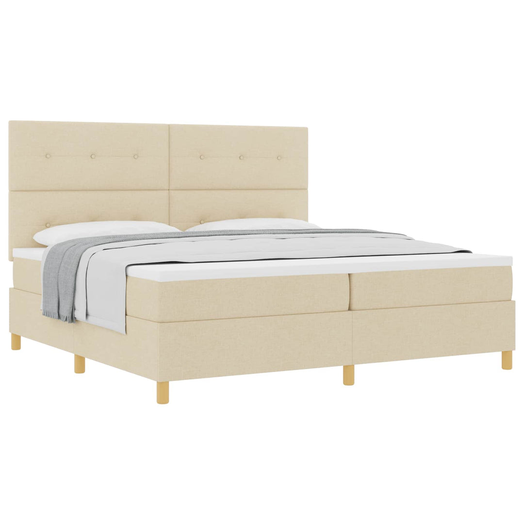 Box spring seng med madras Creme 200 x 200 cm Stof