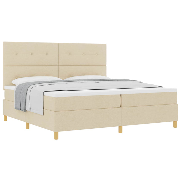 Box spring seng med madras Creme 200 x 200 cm Stof