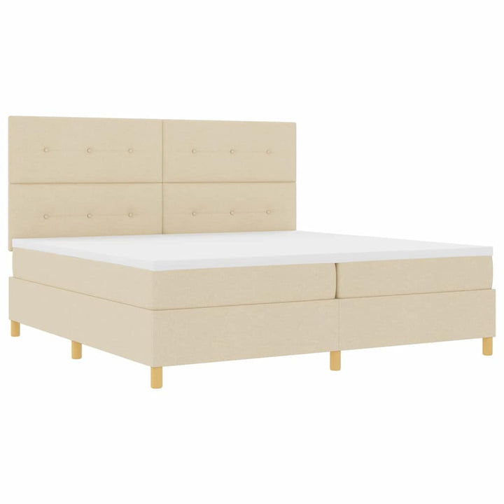 Box spring seng med madras Creme 200 x 200 cm Stof