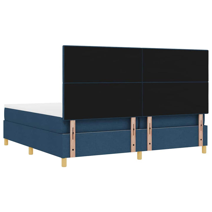Box spring seng med madras med hovedgærde Blå 200 x 200 cm Stof