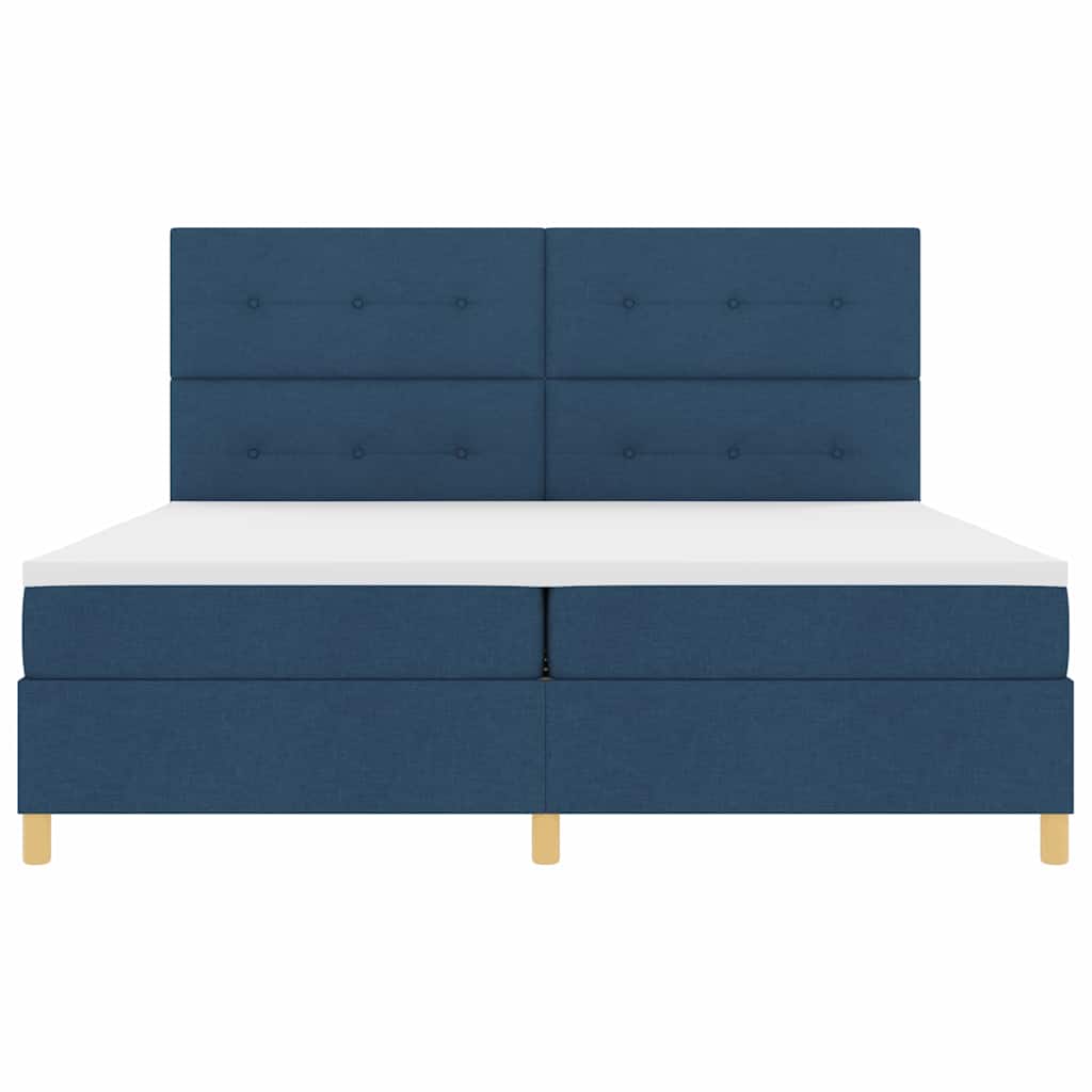 Box spring seng med madras med hovedgærde Blå 200 x 200 cm Stof