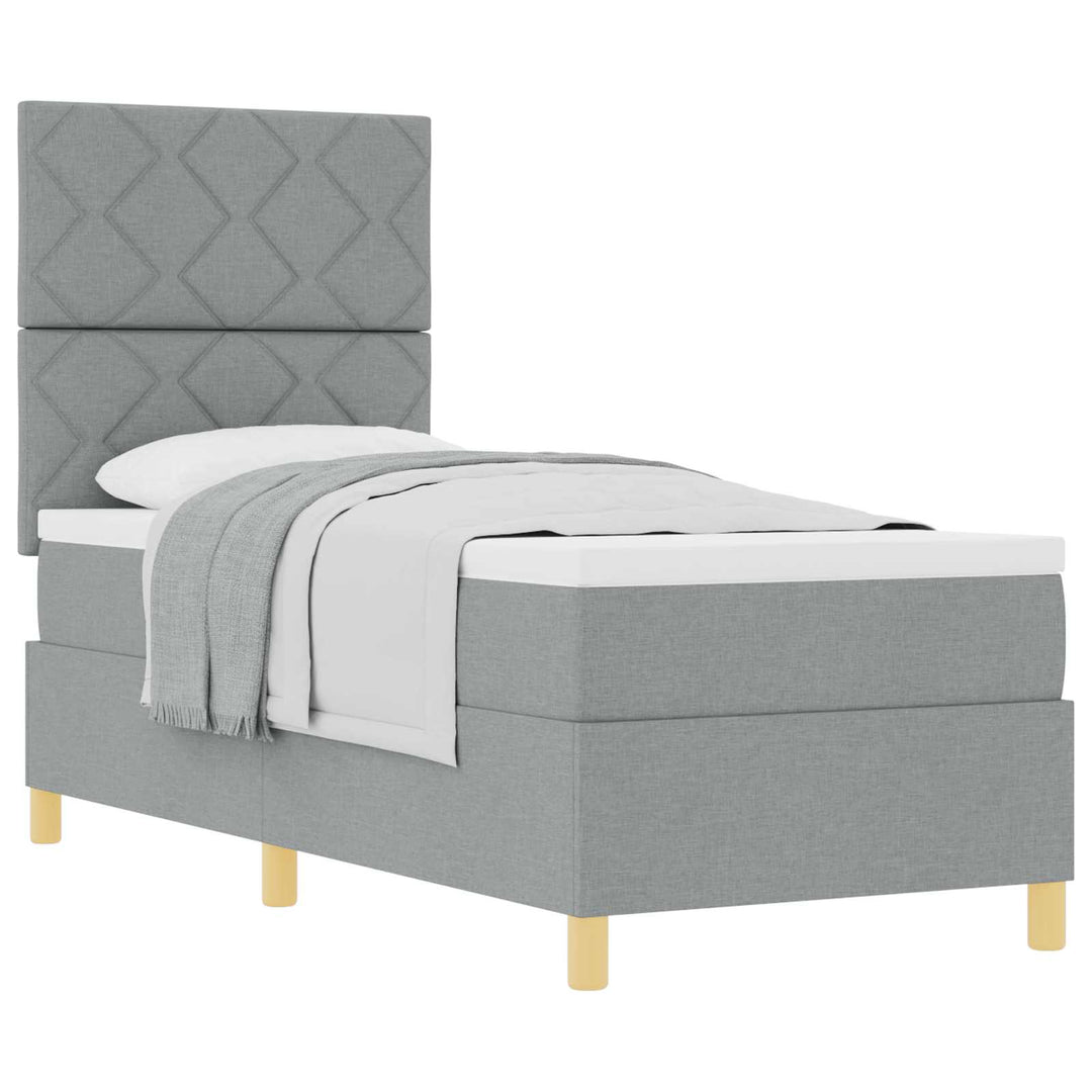 Box spring seng med madras Lysegrå 80 x 200 cm Stof