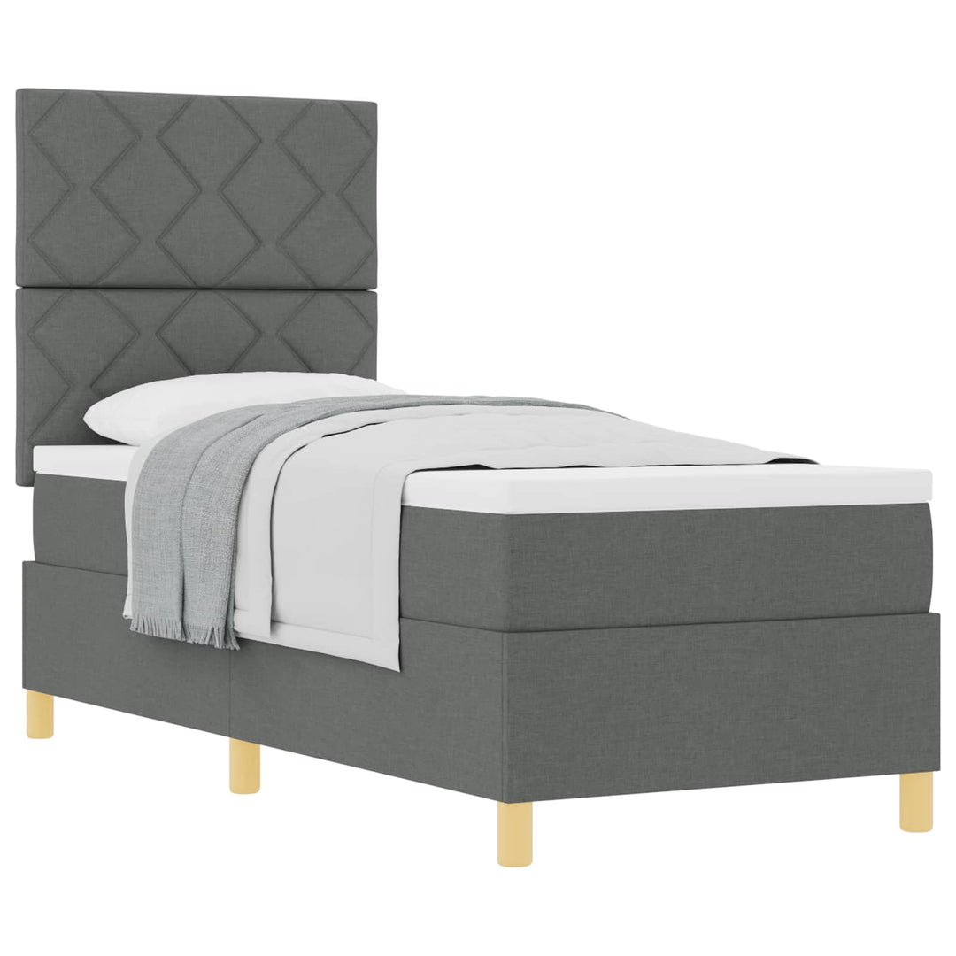 Box spring seng med hovedgærde Mørkegrå 80 x 200 cm Stof