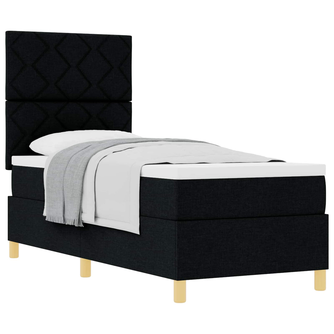 Box spring seng med hovedgærde Sort 80 x 200 cm Stof