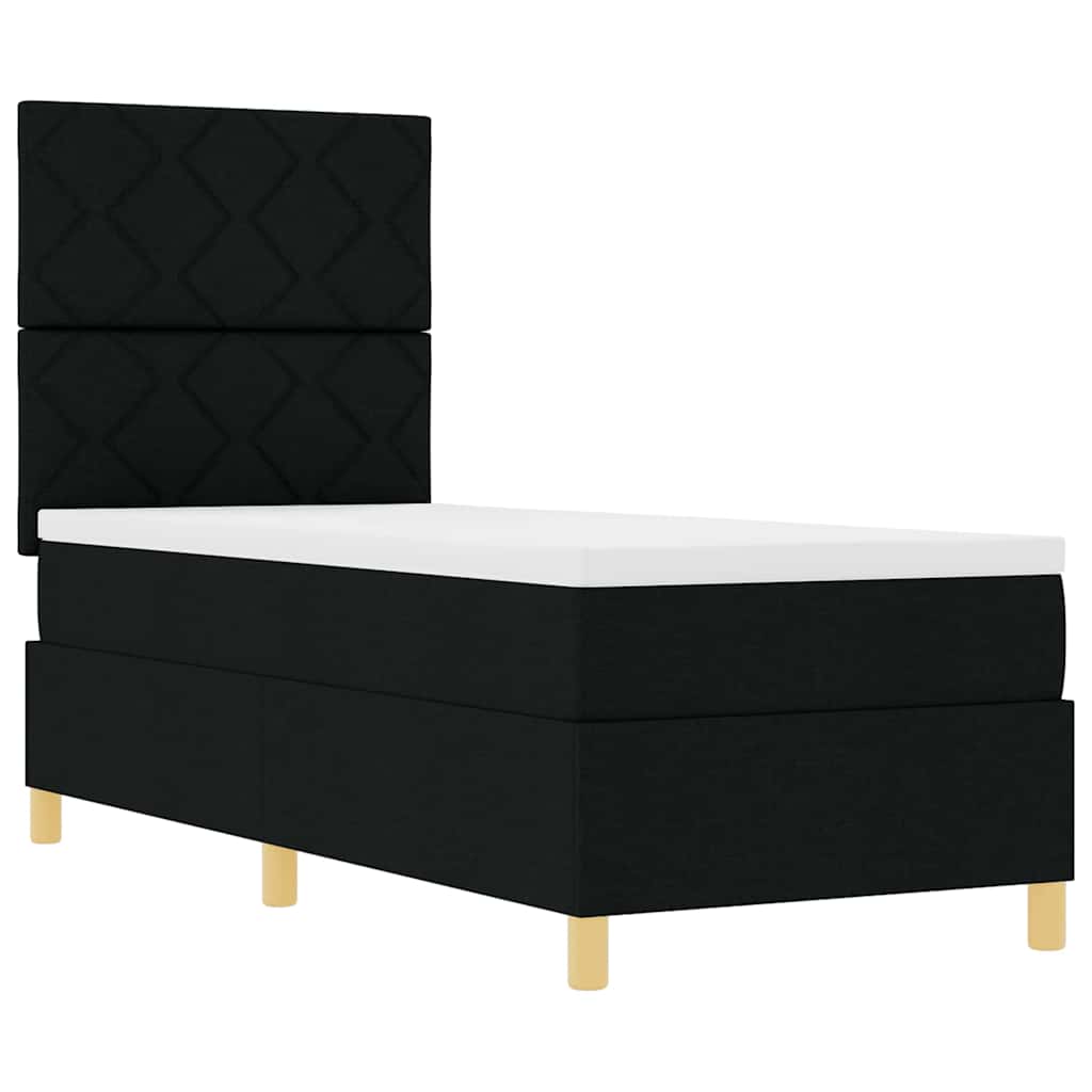 Box spring seng med hovedgærde Sort 80 x 200 cm Stof