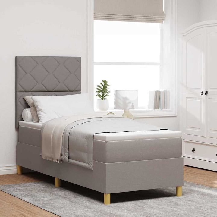 Box spring seng med madras Gråbrun 80 x 200 cm Stof
