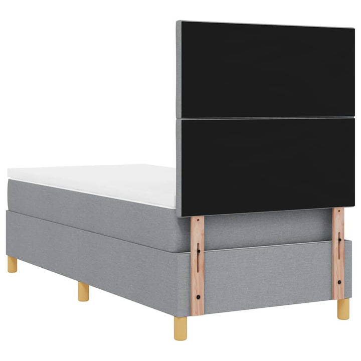 Box spring seng med hovedgærde Lysegrå 90 x 190 cm Stof