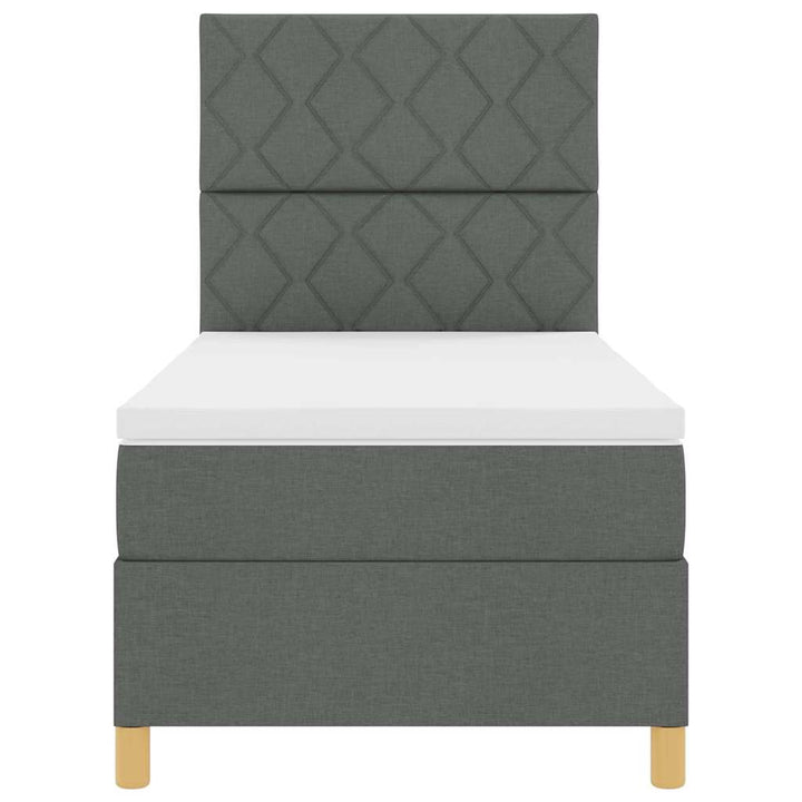 Box spring seng med hovedgærde Mørkegrå 90 x 190 cm Stof