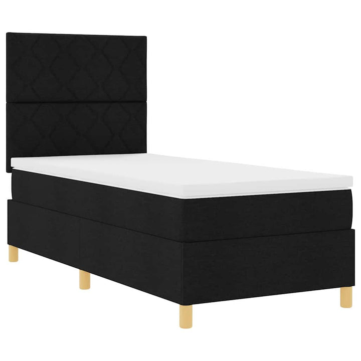 Box spring seng med hovedgærde Sort 90 x 190 cm Stof